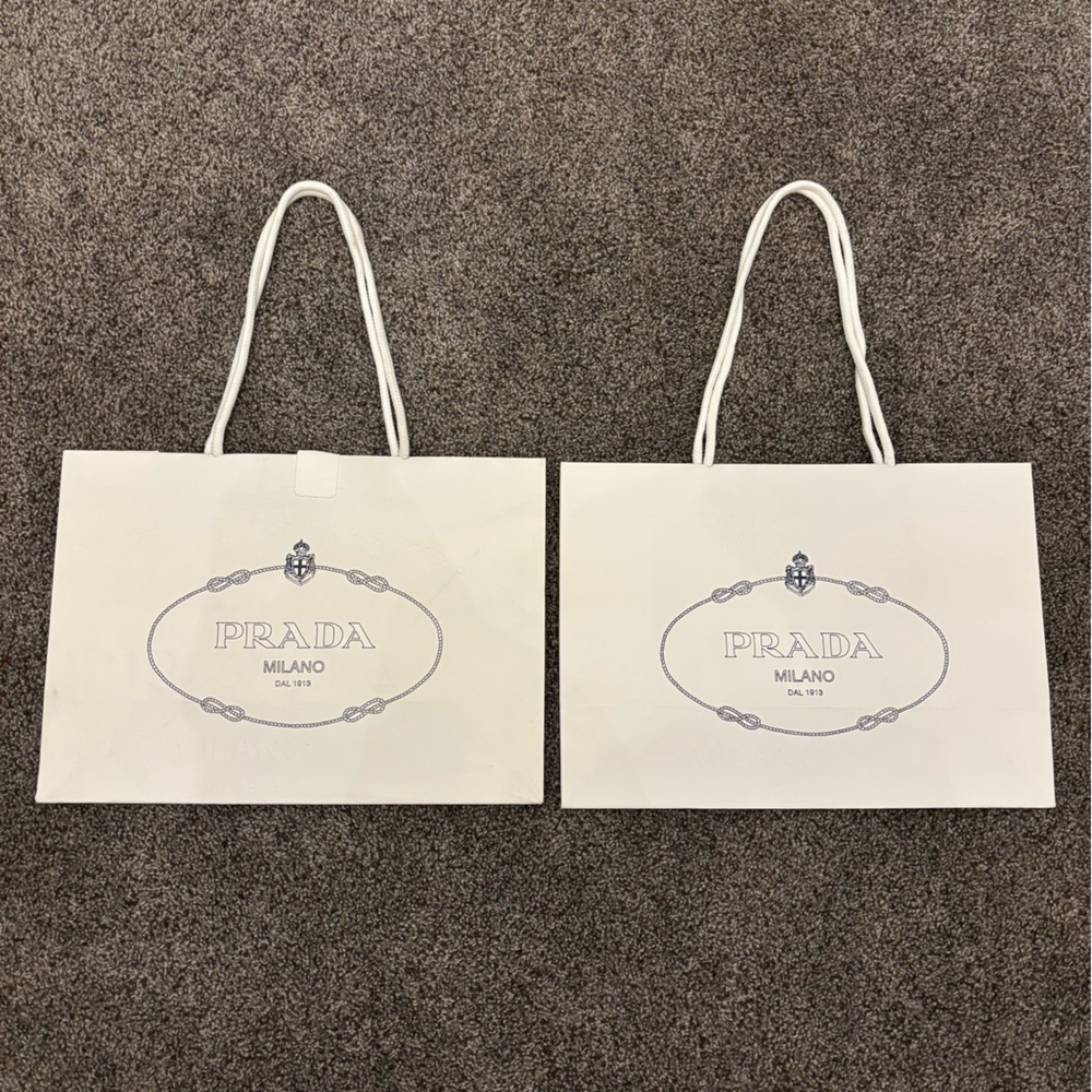 Prada White Logo Shopping Bags